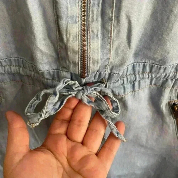 💥Vintage Vibe Denim Jumper Zip Up Dress L - Picture 6 of 10